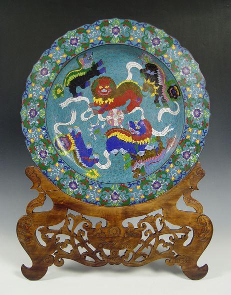 23 CHINESE CLOISONNE CHARGER  b8026