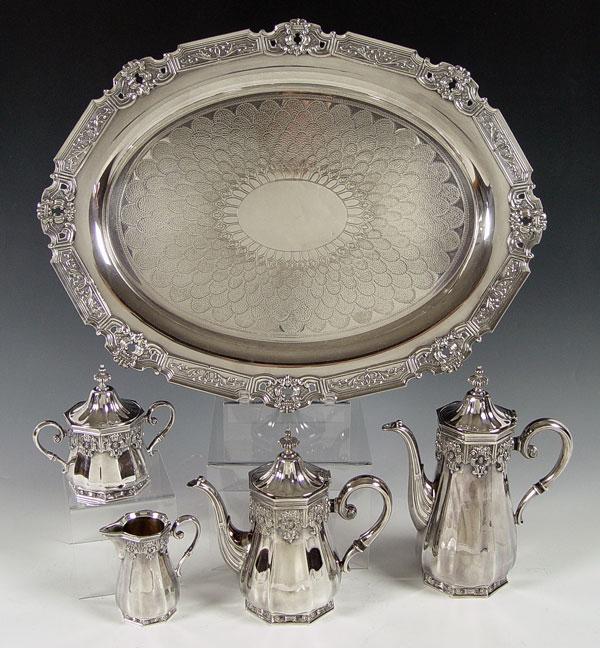 5 PIECE GORHAM SILVERPLATE COFFEE SET: