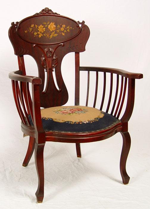 ART NOUVEAU MAHOGANY ARM CHAIR  b80bb