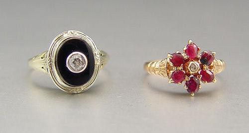 2 ANTIQUE RINGS: 1) 18K white gold