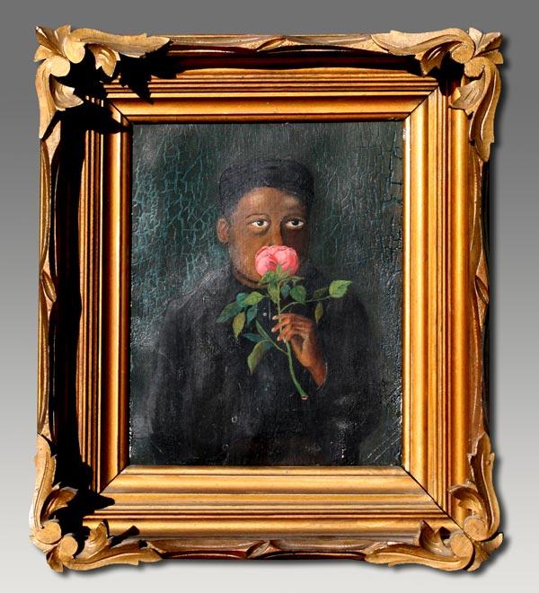 BLACK AMERICANA FOLK ART PORTRAIT b8144