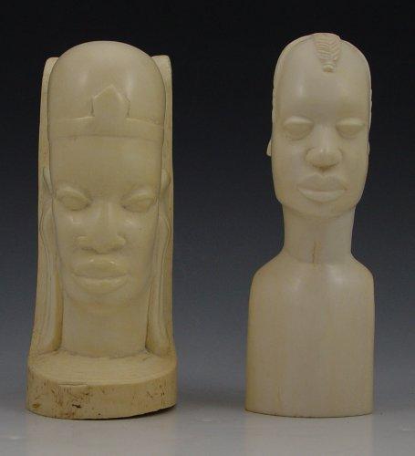 2 PIECE AFRICAN CARVED IVORY FIGURES  b7ee5