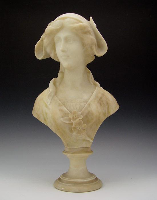 NOUVEAU ALABASTER BUST OF YOUNG b84ef