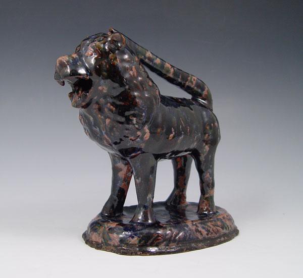 EARLY EUROPEAN REDWARE LION FORM b8515