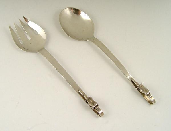 2 PIECE MEXICAN SILVER SALAD SERVING b8155