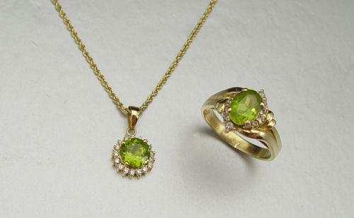 14K PERIDOT DIAMOND RING AND b8162