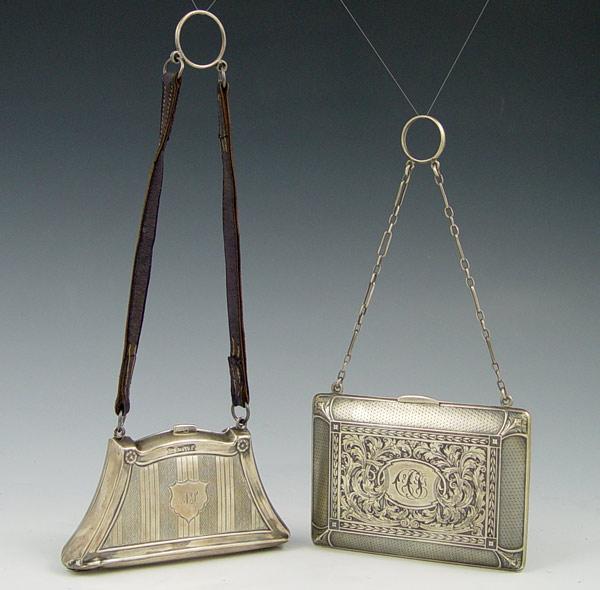 2 SILVER CHATELAINE PURSES: To