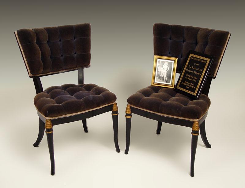 PAIR OF REGENCY STYLE TUFTED CHAIRS b8554