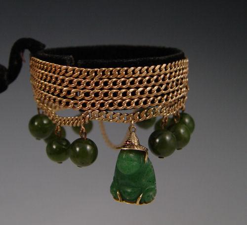 14K GOLD JADE GOLD BRACELET WITH b8577