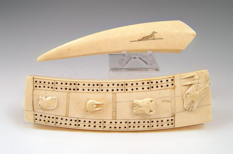 ALASKAN IVORY CRIBBAGE BOARD With b858f