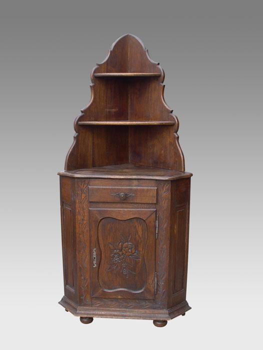 DARK ASH WELSH STYLE CORNER CUPBOARD  b859c