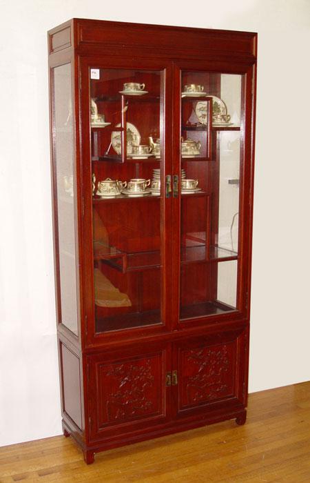 CHINESE ROSEWOOD GLASS FRONT DISPLAY b85b7