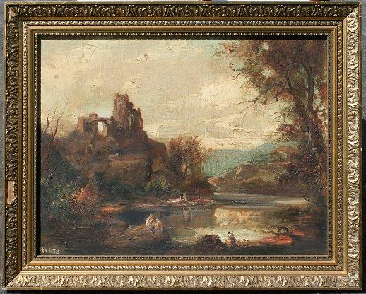 ITALIANATE LANDSCAPE WITH FIGURES  b85e2