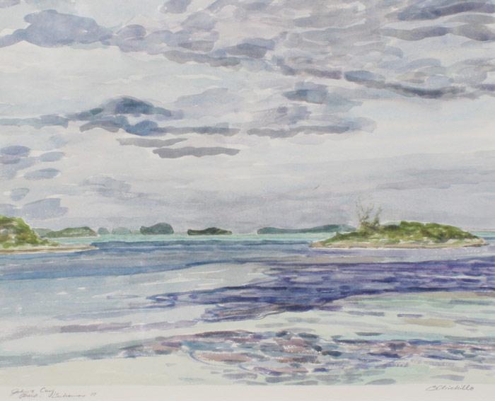 JOHN S CAY ABACO BAHAMAS WATERCOLOR b8613