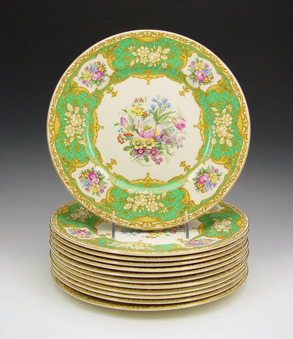 MYOTT 12 SERVICE PLATES: Floral design,