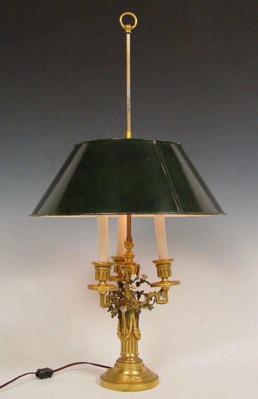 GILT BRONZE BOUILLOTTE LAMP: 3 arm lamp