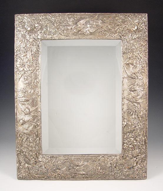 EMBOSSED STERLING REPOUSSE MIRROR: