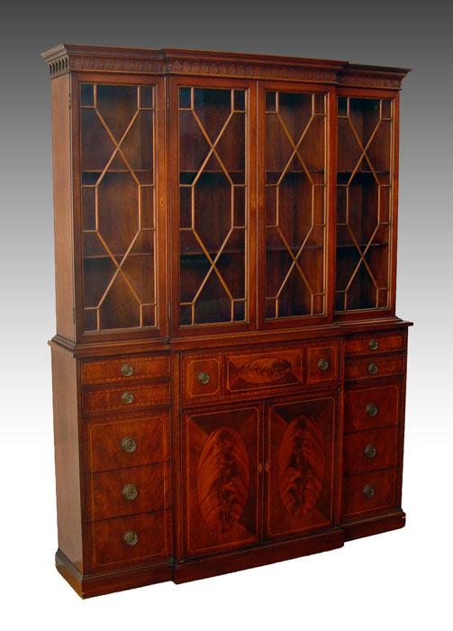 MAHOGANY BREAKFRONT SECRETARY LIBRARY