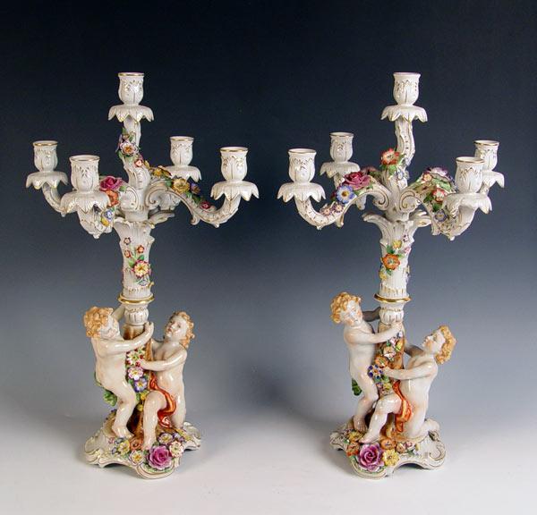 VON SCHIERHOLZ CANDELABRA WITH CHERUBS: