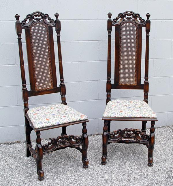 PAIR OF HIGH BACK WILLIAM CARVED b8c96