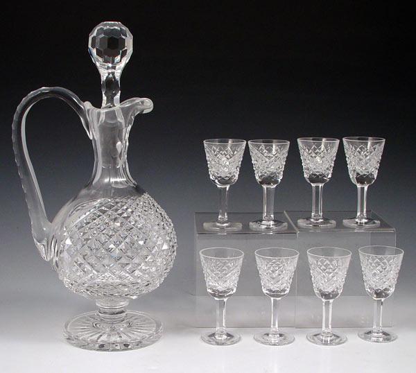 WATERFORD DECANTER AND 8 CORDIAL
