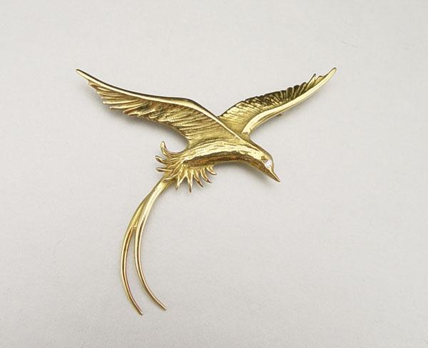 18K GOLD DIAMOND EYE FIGURAL BIRD