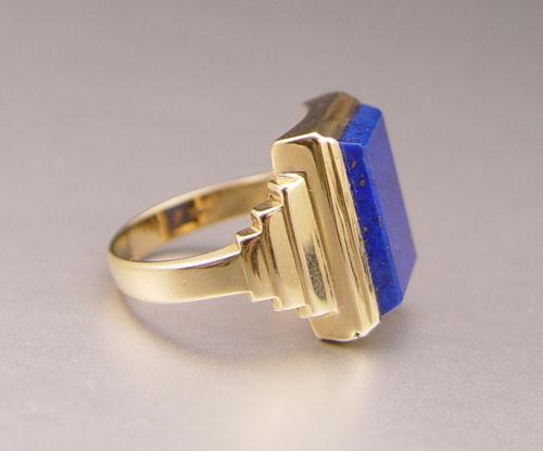 10K GENTS LAPIS RING: 10K yellow