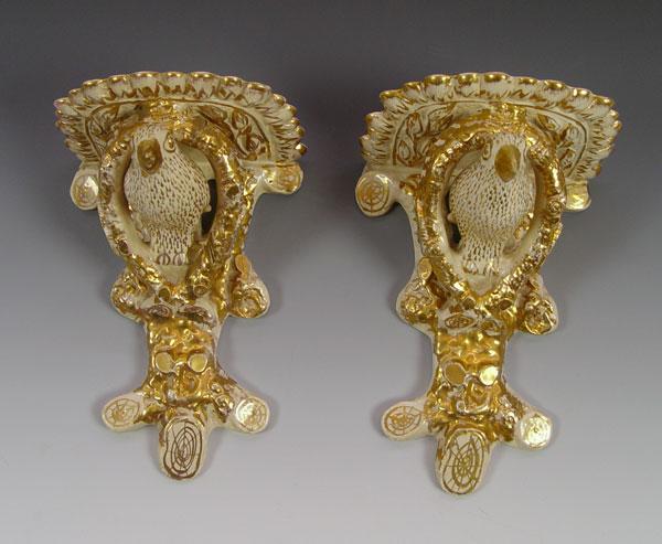 PAIR PARCEL GILT FIGURAL BIRD WALL