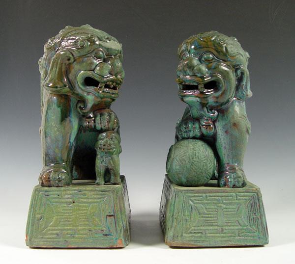 LARGE PAIR MALE AND FEMALE FOO DOGS:
