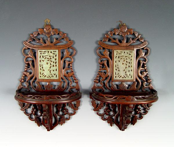 PAIR CHINESE CARVED WALL BRACKETS b8f30