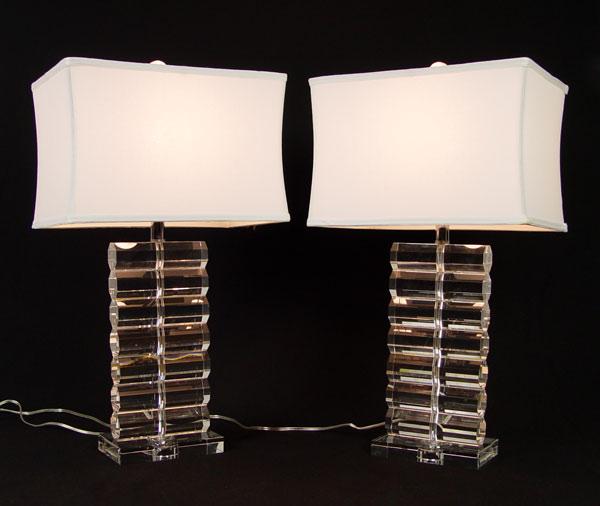 PAIR MODERN CRYSTAL TABLE LAMPS  b8f49