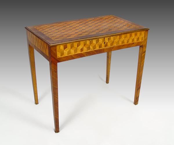 EARLY 19TH C PARQUETRY INLAY WRITING