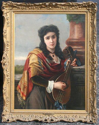 ATTRACTIVE 19TH C OIL CANVAS OF b8f86