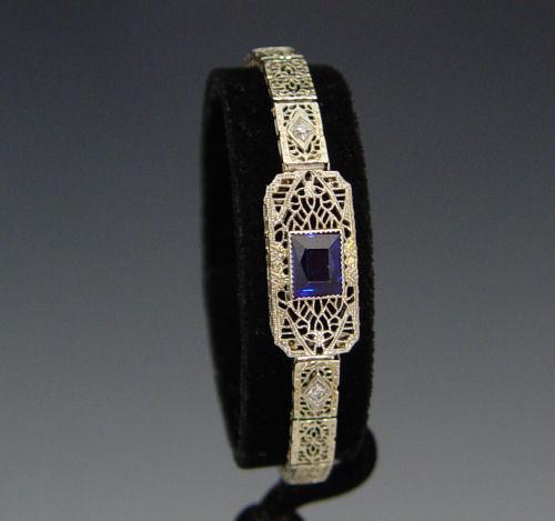 14K ART DECO FILIGREE BRACELET  b8f9c