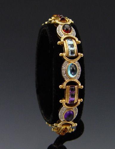 14K MULTI COLOR GEMSTONE AND DIAMOND