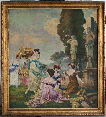 19 20TH C PAINTING MAIDENS FROLICKING  b8fd1