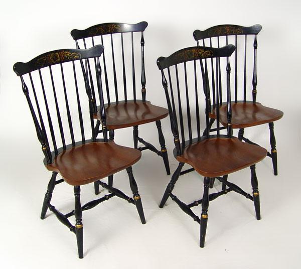 SET OF 4 SIGNED HITCHCOCK CHAIRS: