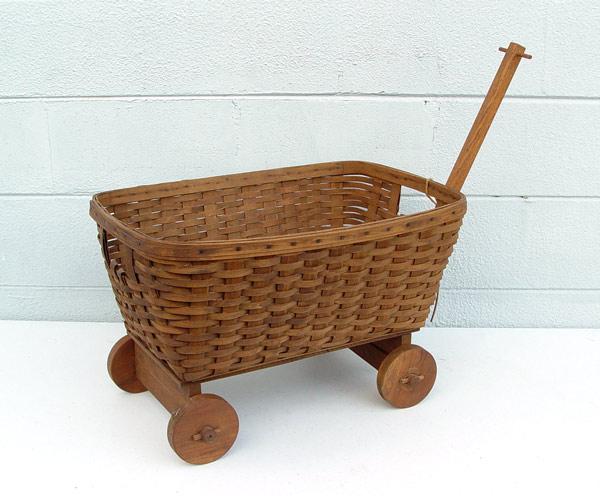 LARGE LONGABERGER BASKET ON WAGON  b90cf