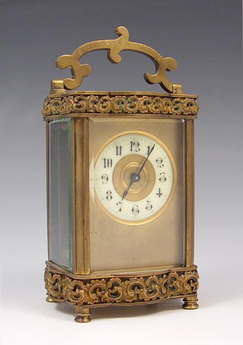 ORNATE FRENCH BRASS CARRIAGE CLOCK  b8d11