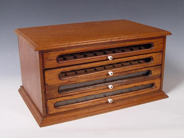 VICTORIAN WALNUT FOUR DRAWER SPOOL CABINET: