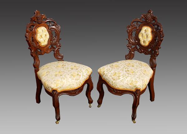PAIR VICTORIAN ROCOCO CARVED PARLOR b8d97