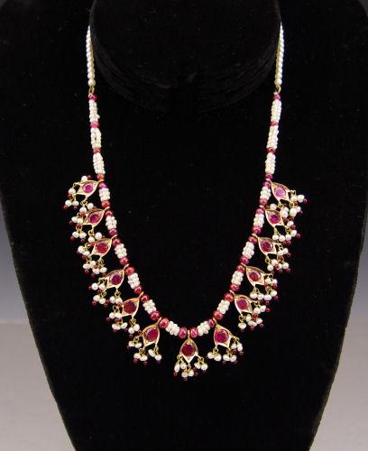 21K 14K RUBY PEARL NECKLACE b8d9a