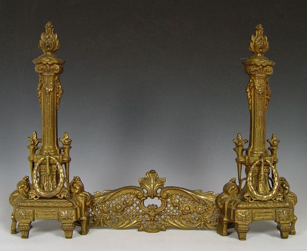 PAIR FRENCH STYLE CAST METAL ANDIRONS  b8ddf