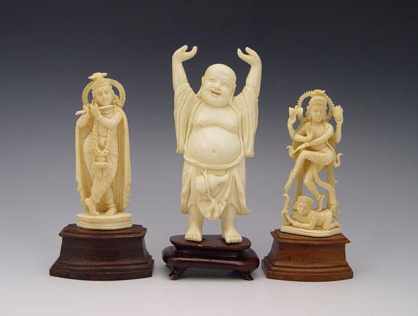 5 PIECE GROUP CARVED IVORY BODHISATTVA,