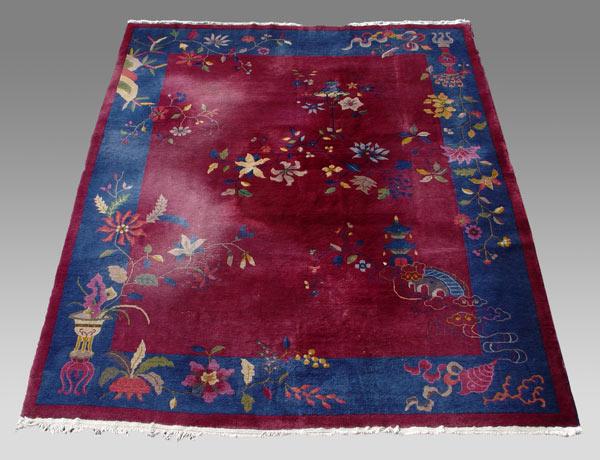 SEMI ANTIQUE CHINESE DECO RUG: