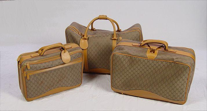 3 PIECE GUCCI LEATHER AND CANVAS