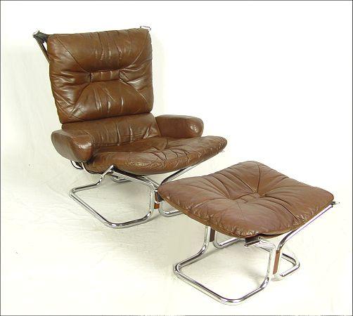 NORWEGIAN FALCON TYPE CHAIR WITH OTTOMAN: