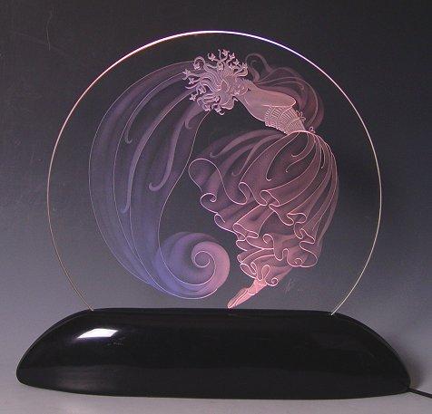 ERTE LUMINAIRE: Glass insert with etched