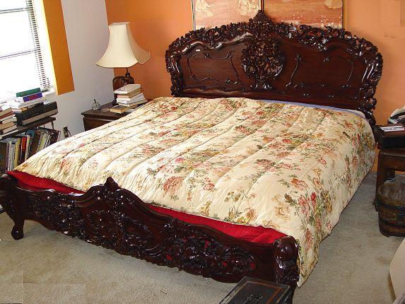 PROFUSELY CARVED KING SIZE MAHOGANY