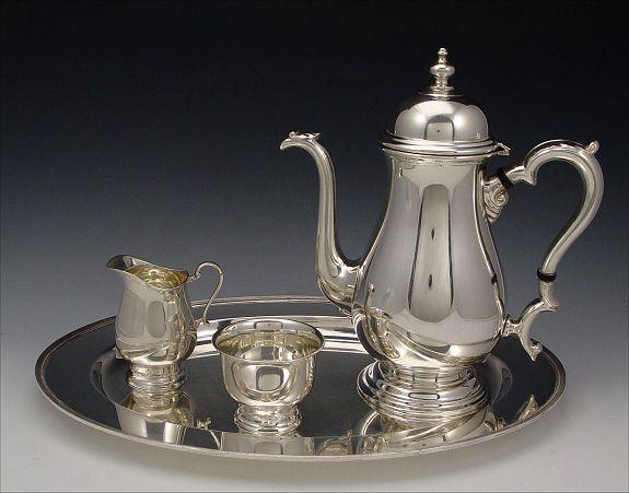 STERLING COFFEE POT, CREAMER &